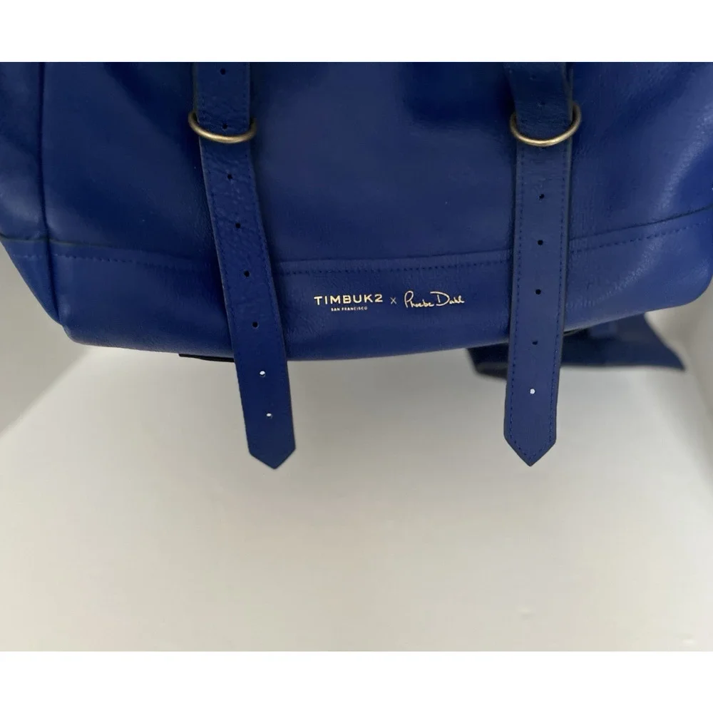 TIMBUK2 X PHOEBE DAHL JET SET CONVERTIBLE COBALT BLUE LEATHER BACKPACK